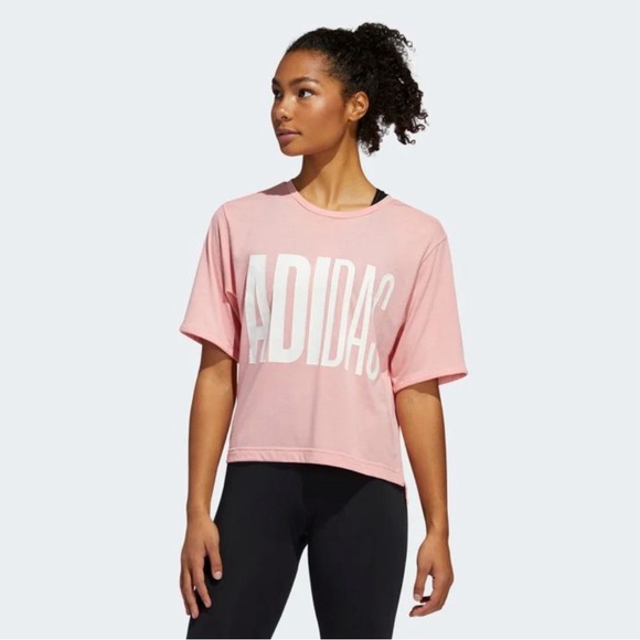 Adidas Pink Crop Top Plus size active tshirt - Picture 1 of 5
